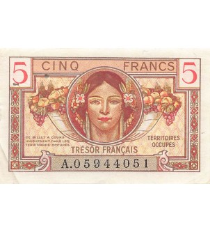 TRÉSOR FRANCAIS, TERRITOIRES OCCUPÉS - 5 FRANCS type 1947 - PTTB