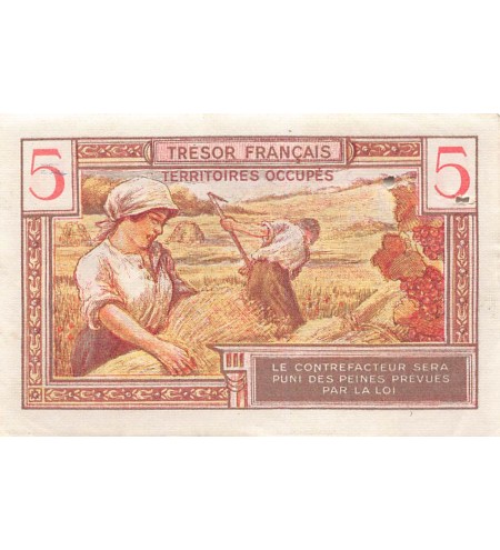TRÉSOR FRANCAIS, TERRITOIRES OCCUPÉS - 5 FRANCS type 1947 - PTTB