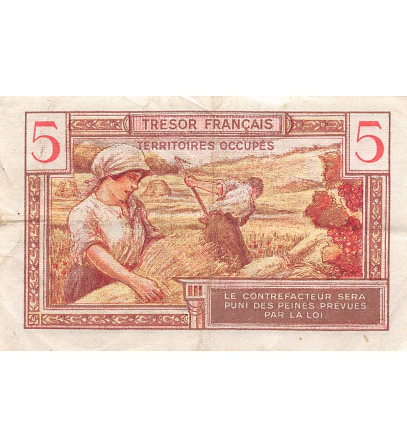 TRÉSOR FRANCAIS, TERRITOIRES OCCUPÉS - 5 FRANCS type 1947 - TB+