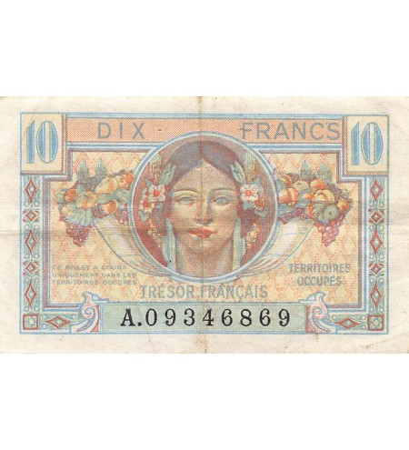 TRÉSOR FRANCAIS, TERRITOIRES OCCUPÉS - 10 FRANCS type 1947 - TB+