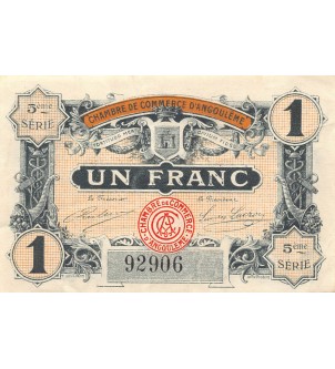 CHAMBRE DE COMMERCE D'ANGOULEME - 1 FRANC 1917 - TTB 2