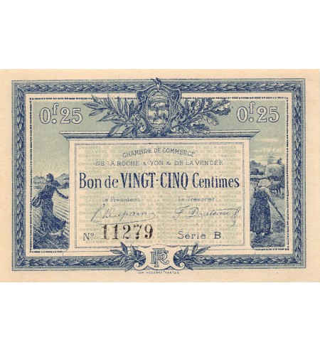 CHAMBRE DE COMMERCE DE VENDEE - 25 CENTIMES 1916 - SPL