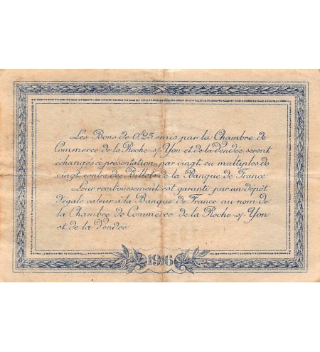 CHAMBRE DE COMMERCE DE VENDEE - 25 CENTIMES 1916 - TB+