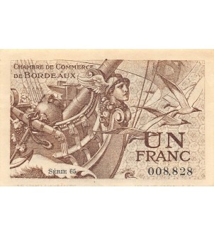 CHAMBRE DE COMMERCE DE BORDEAUX - 1 FRANC 1921 - TTB 2