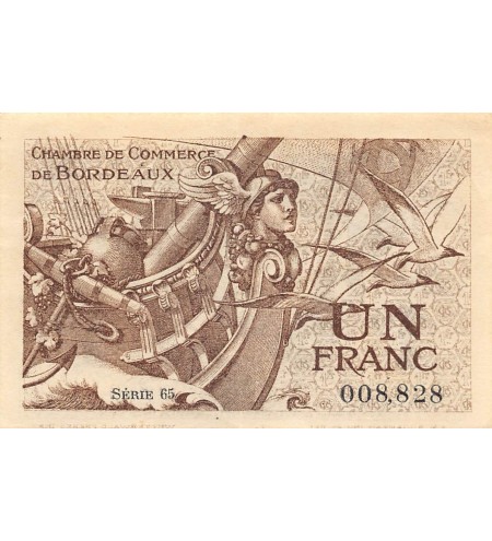 CHAMBRE DE COMMERCE DE BORDEAUX - 1 FRANC 1921 - TTB
