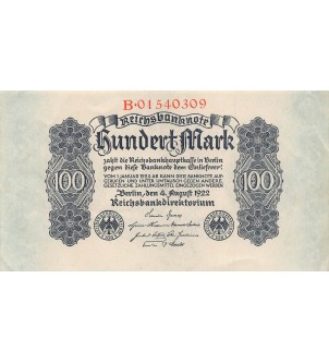 ALLEMAGNE - 100 MARK 04/08/1922 - SUP