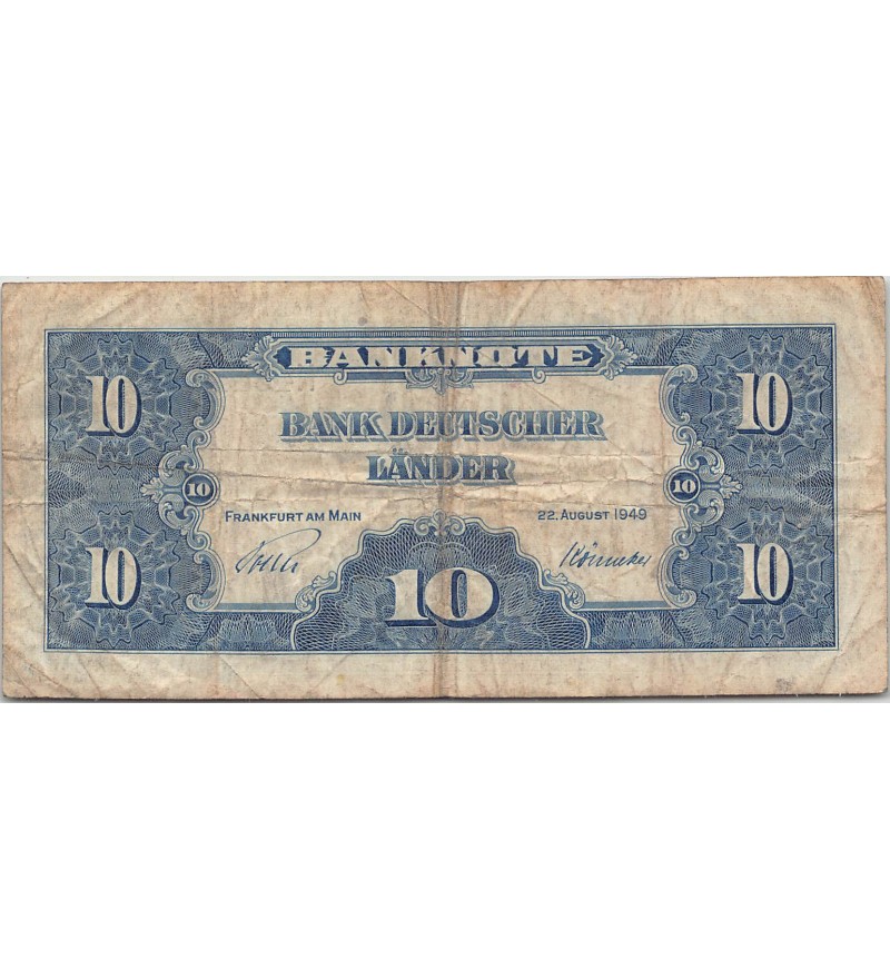 ALLEMAGNE - 10 MARK 22/08/1949 - TB