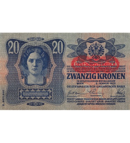 AUTRICHE-HONGRIE - 20 KRONEN 02/01/1913 - TTB+