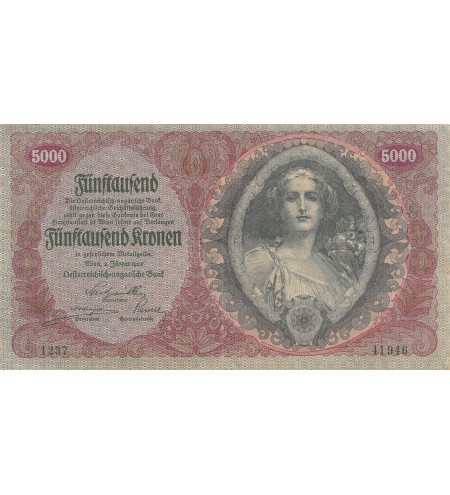 AUTRICHE - 5000 KRONEN 02/01/1922 - TTB+