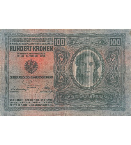 AUTRICHE - 100 KRONEN 02/01/1912 - PTTB