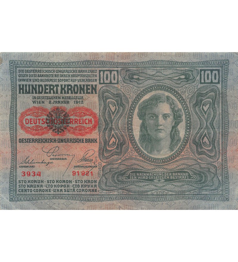 AUTRICHE - 100 KRONEN 02/01/1912 - PTTB