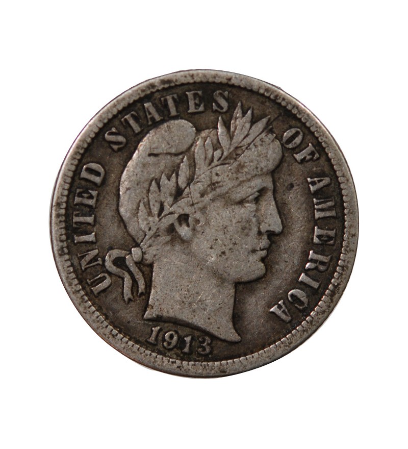 USA - 10 CENTS ARGENT "Barber Dime" 1913 PHILADELPHIE