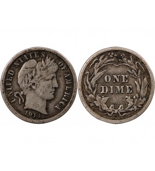 USA - 10 CENTS ARGENT "Barber Dime" 1913 PHILADELPHIE 2