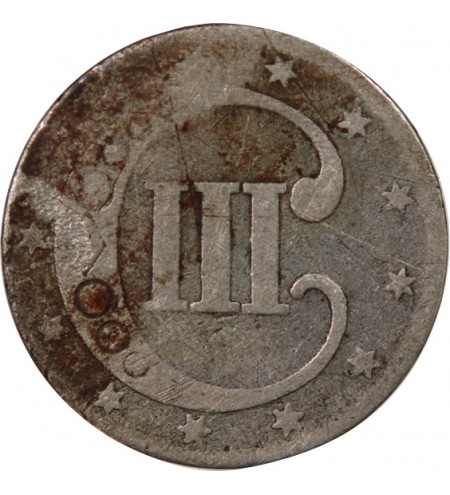 USA - 3 CENTS ARGENT 1852 PHILADELPHIE