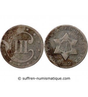 USA - 3 CENTS ARGENT 1852 PHILADELPHIE