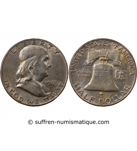 USA, BENJAMIN FRANKLIN - 1/2 DOLLAR ARGENT 1963 DENVER