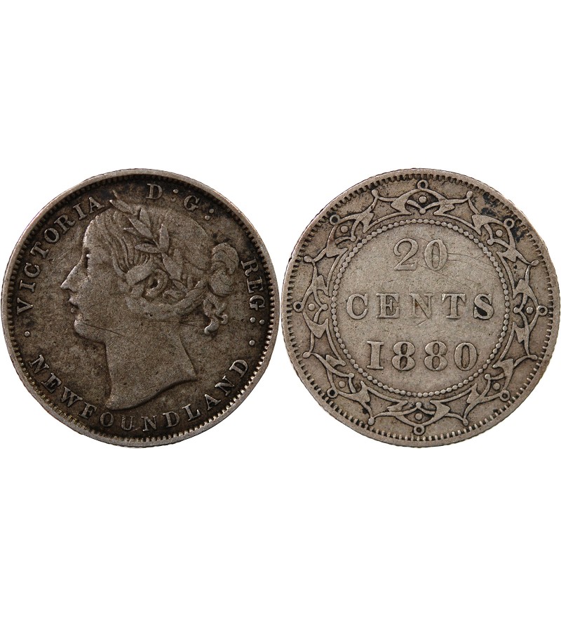 TERRE-NEUVE, VICTORIA - 20 CENTS ARGENT 1880