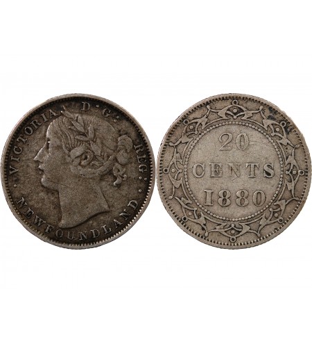 TERRE-NEUVE, VICTORIA - 20 CENTS ARGENT 1880