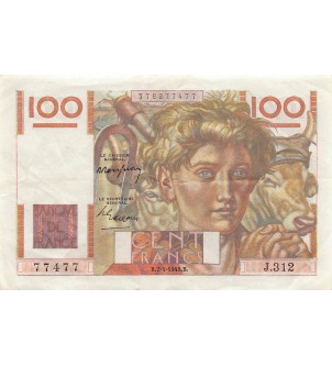 FRANCE, JEUNE PAYSAN - 100 FRANCS 07/04/1949 - SÉRIE J.312 - TTB+