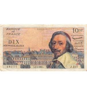 FRANCE, RICHELIEU - 10 NF 05/04/1962 - SÉRIE J.217 - TB+