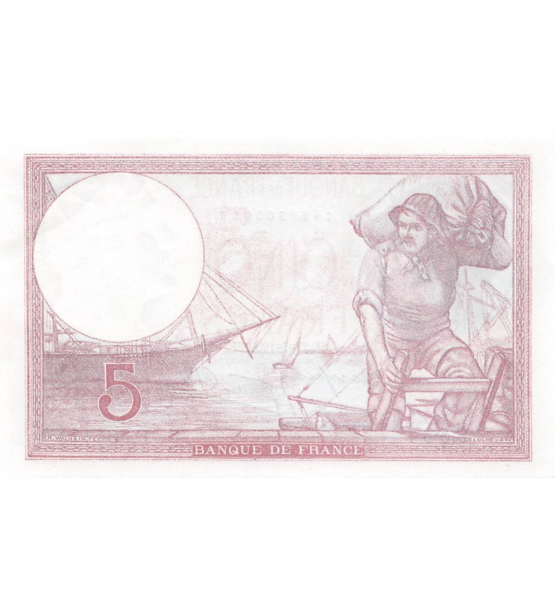 FRANCE, VIOLET - 5 FRANCS 27/07/1939 - SUP