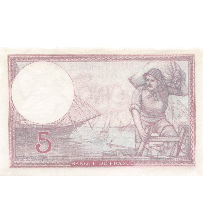 FRANCE, VIOLET - 5 FRANCS 28/11/1940 - PSUP