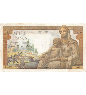 FRANCE, DEMETER - 1000 FRANCS 18/02/1943 - TB+ 2
