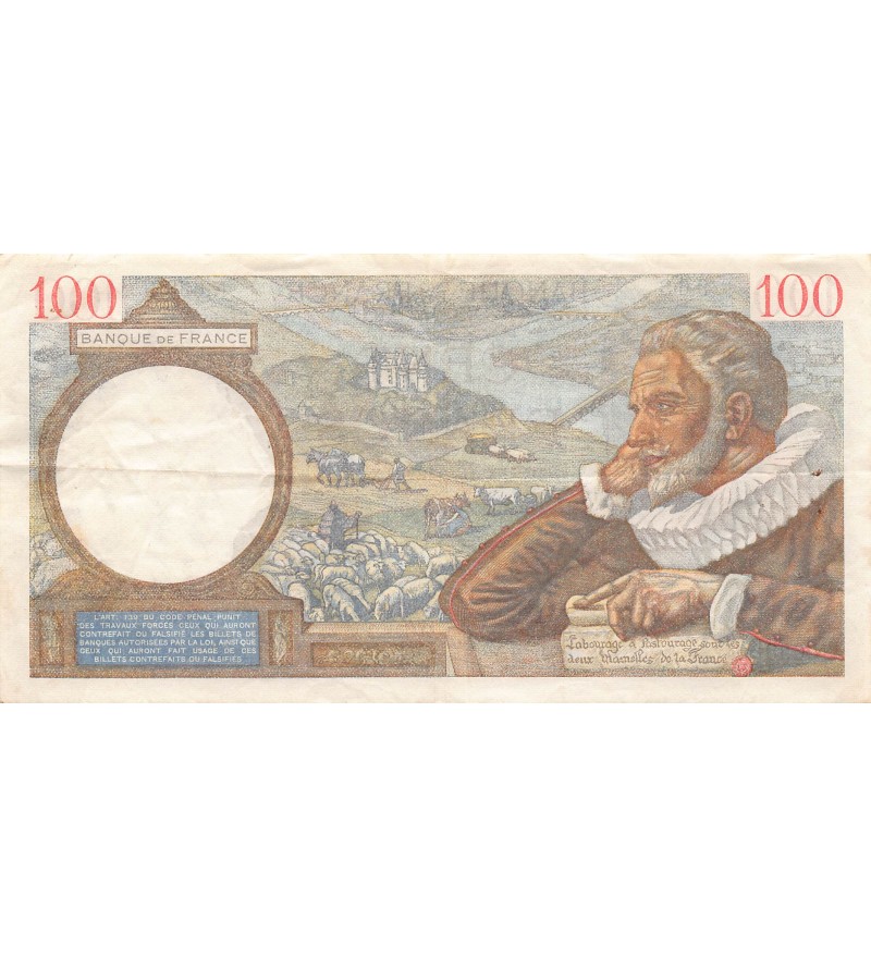 FRANCE, SULLY - 100 FRANCS 11/01/1940 - SÉRIE N.6382 - TTB