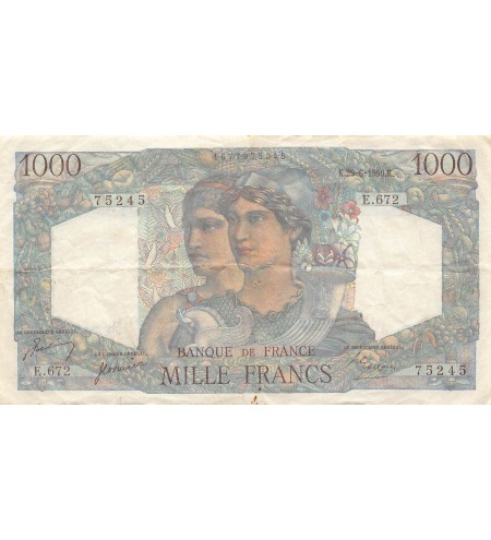 FRANCE, MINERVE ET HERCULE - 1000 FRANCS 29/06/1950 - SERIE E.672 - TB+