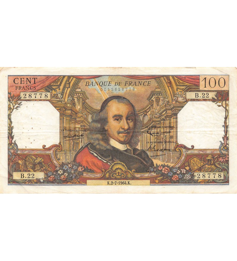 FRANCE, CORNEILLE - 100 FRANCS 02/07/1964 - SÉRIE B.22 - TB+