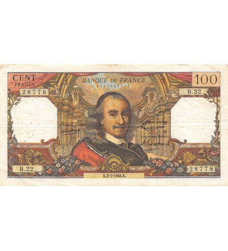 FRANCE, CORNEILLE - 100 FRANCS 02/07/1964 - SÉRIE B.22 - TB+