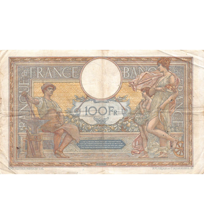 FRANCE, LUC-OLIVIER MERSON - 100 FRANCS 05/03/1919 - TB+