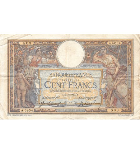FRANCE, LUC-OLIVIER MERSON - 100 FRANCS 05/03/1919 - TB+