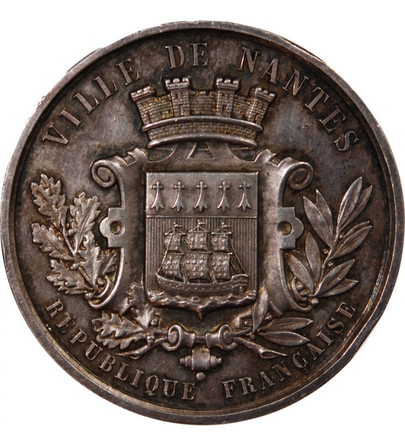 VILLE DE NANTES, EXPOSITION DE GEOGRAPHIE COMMERCIALE - MÉDAILLE ARGENT 1886
