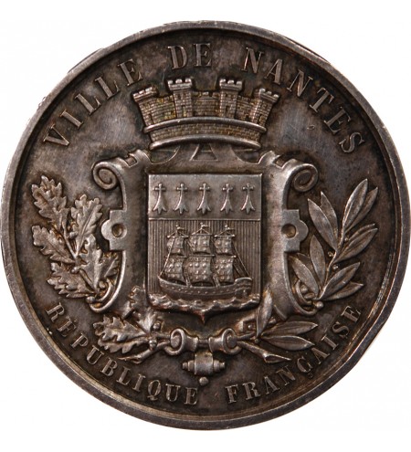 VILLE DE NANTES, EXPOSITION DE GEOGRAPHIE COMMERCIALE - MÉDAILLE ARGENT 1886