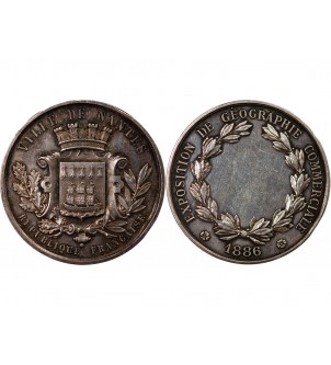 VILLE DE NANTES, EXPOSITION DE GEOGRAPHIE COMMERCIALE - MÉDAILLE ARGENT 1886 2