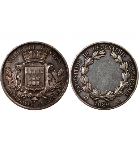 VILLE DE NANTES, EXPOSITION DE GEOGRAPHIE COMMERCIALE - MÉDAILLE ARGENT 1886