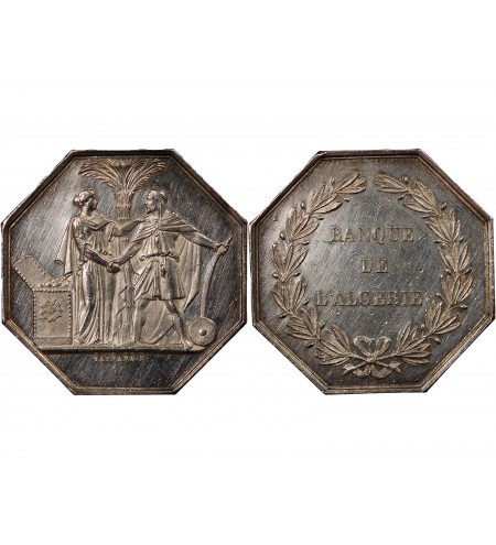 BANQUE DE L'ALGERIE - JETON ARGENT poinçon Main (1845-1860)