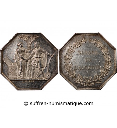 BANQUE DE L'ALGERIE - JETON ARGENT poinçon Main (1845-1860)