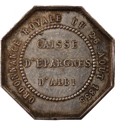 CAISSE D'EPARGNE D'ALBI - JETON ARGENT poinçon Abeille (1860-1880)
