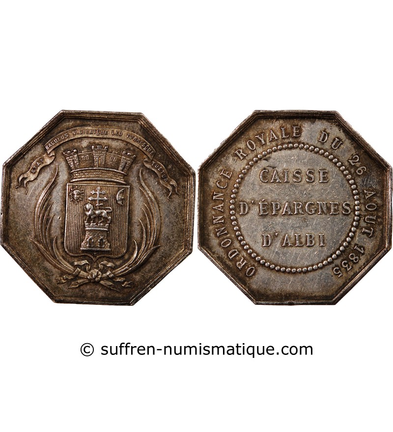 CAISSE D'EPARGNE D'ALBI - JETON ARGENT poinçon Abeille (1860-1880)