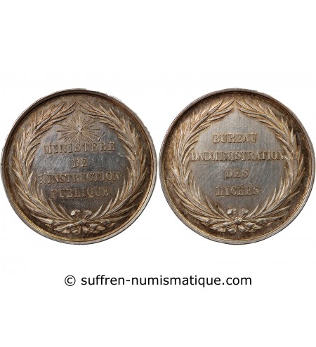 BUREAU D'ADMINISTRATION DES LYCÉES - JETON ARGENT poinçon Abeille (1860-1879)