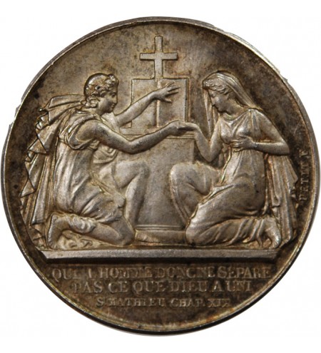 MARIAGE - MEDAILLE ARGENT inscrite en 1882