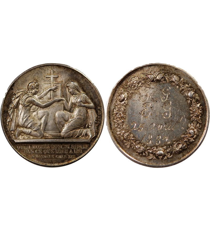 MARIAGE - MEDAILLE ARGENT inscrite en 1882