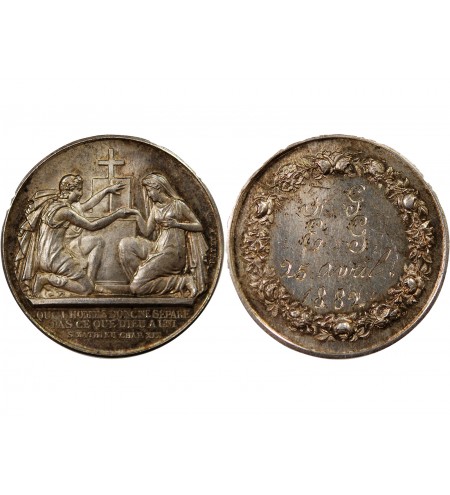 MARIAGE - MEDAILLE ARGENT inscrite en 1882