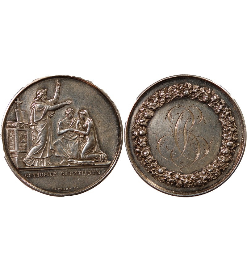 MARIAGE, PRÊTRE BENISSANT - MEDAILLE ARGENT inscrite en 1881