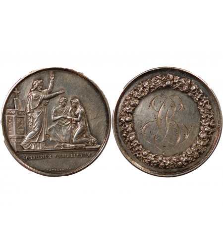 MARIAGE, PRÊTRE BENISSANT - MEDAILLE ARGENT inscrite en 1881
