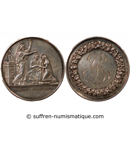 MARIAGE, PRÊTRE BENISSANT - MEDAILLE ARGENT inscrite en 1881