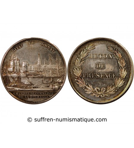 CHAMBRE DE COMMERCE DE LA ROCHELLE – JETON ARGENT poinçon Corne (après 1879)