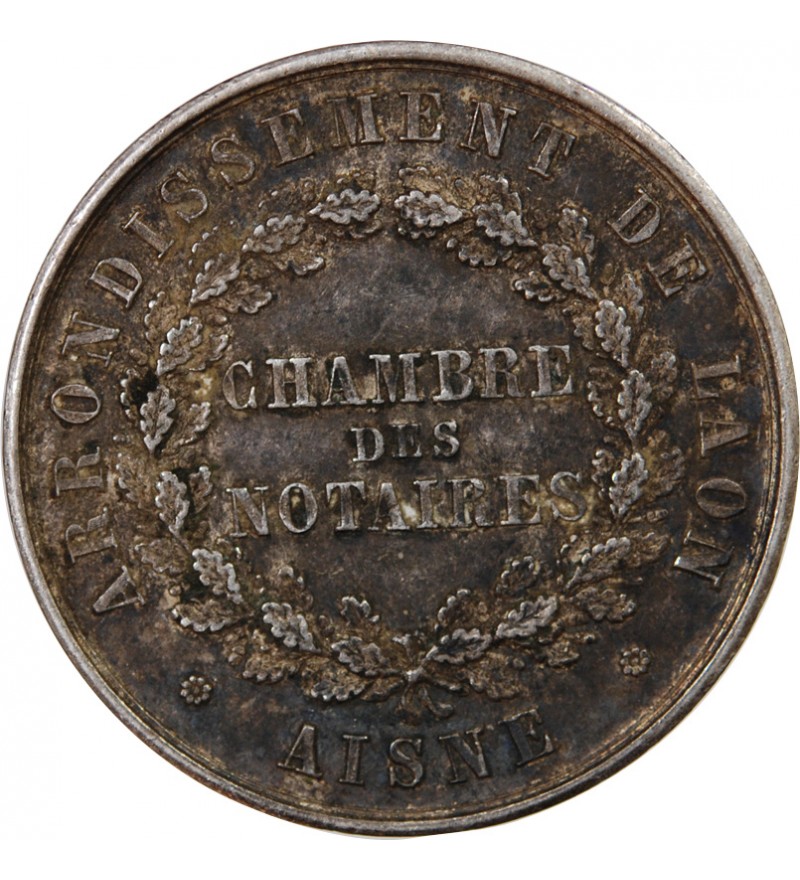 CHAMBRE DES NOTAIRES DE LAON – JETON ARGENT poinçon Abeille (1860-1879)